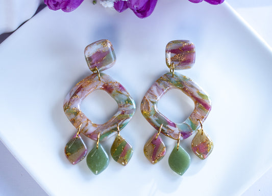 Statement Ohrringe – Quadrat – Berry Velvet Collection