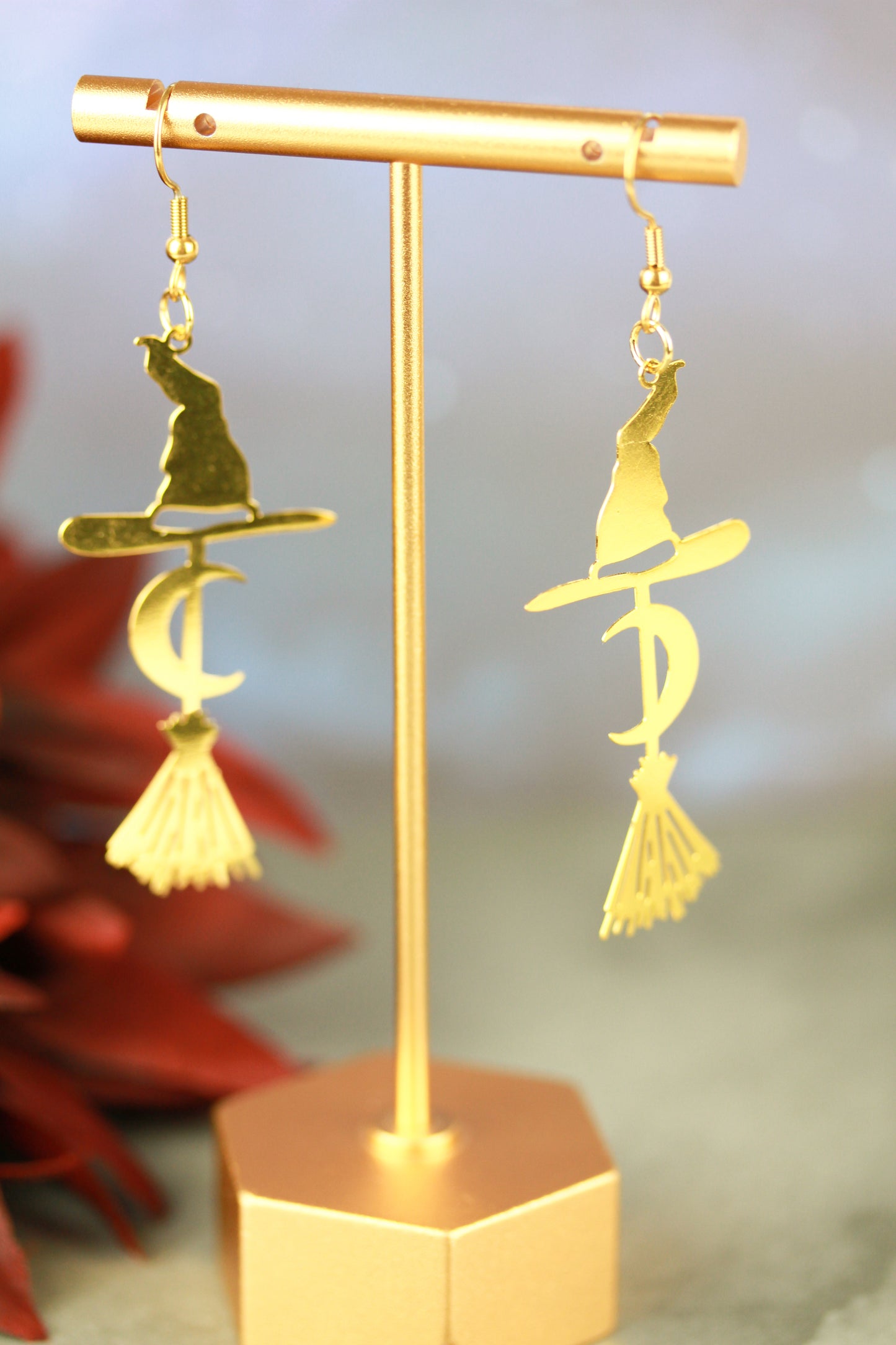 Moonwitch – Goldene Hexen Ohrringe – Handgemachte Statement Ohrringe