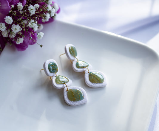 Statement Ohrringe – White Frame – Sage Marble Collection
