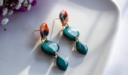 Statement Ohrringe – Dangle 3-teilig – Amber Bloom Collection