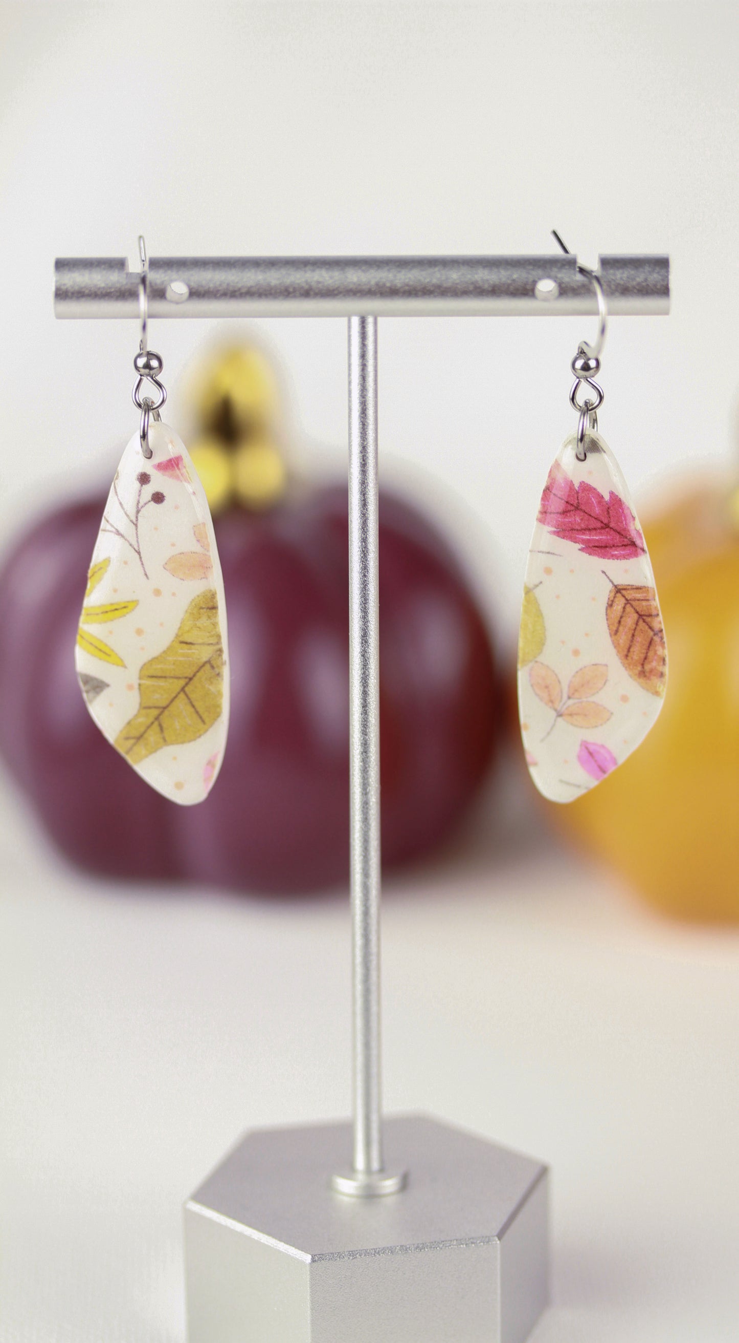 Herbst Blatt Ohrringe – Handgefertigte Polymer Clay Statement Ohrringe