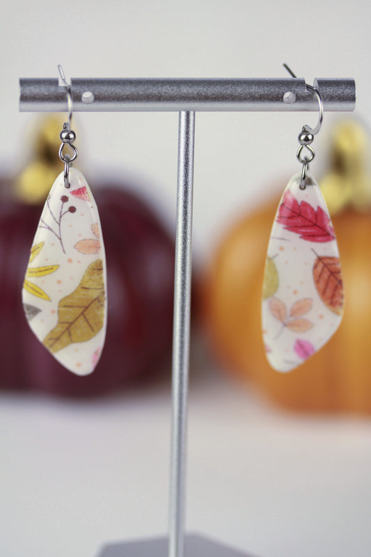 Herbst Blatt Ohrringe – Handgefertigte Polymer Clay Statement Ohrringe
