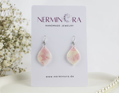 Pastell Rosa & Creme Schimmer – Handgefertigte Polymer Clay Statement Ohrringe