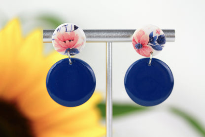 Blau und Gelbe Polymer Clay Ohrringe „Veya“ – Kollektion Dualis