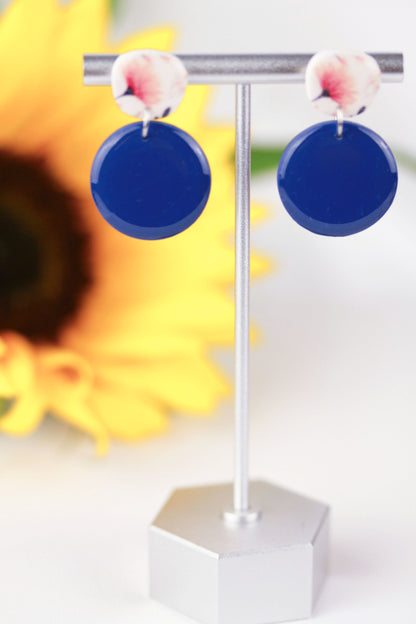 Blau und Gelbe Polymer Clay Ohrringe „Floa“ – Kollektion Dualis