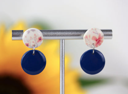 Blau und Gelbe Polymer Clay Ohrringe „Nori“ – Kollektion Dualis