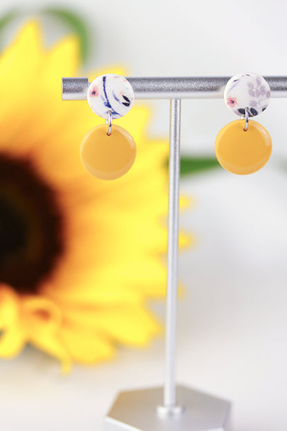 Blau und Gelbe Polymer Clay Ohrringe „Nori“ – Kollektion Dualis