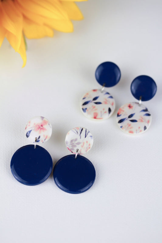 Blaue Polymer Clay Ohrringe „Celu“ – Kollektion Dualis