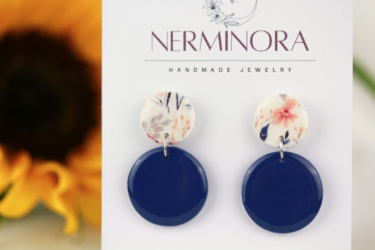 Blaue Polymer Clay Ohrringe „Celu“ – Kollektion Dualis