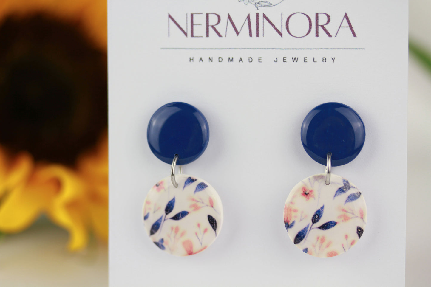 Blaue Polymer Clay Ohrringe „Celu“ – Kollektion Dualis