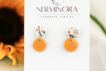 Blau und Gelbe Polymer Clay Ohrringe „Nori“ – Kollektion Dualis