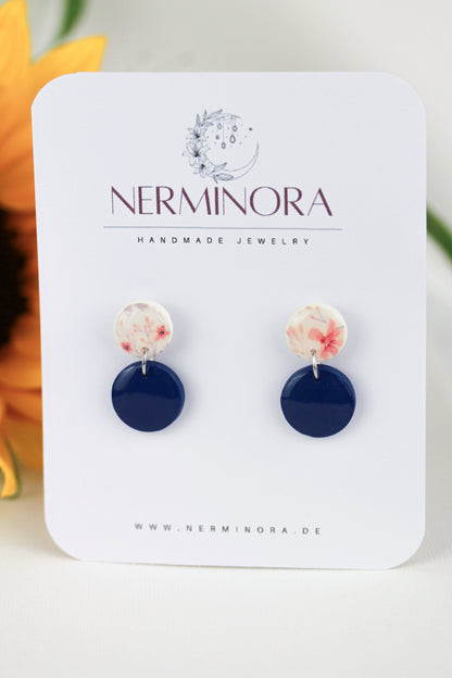 Blau und Gelbe Polymer Clay Ohrringe „Nori“ – Kollektion Dualis
