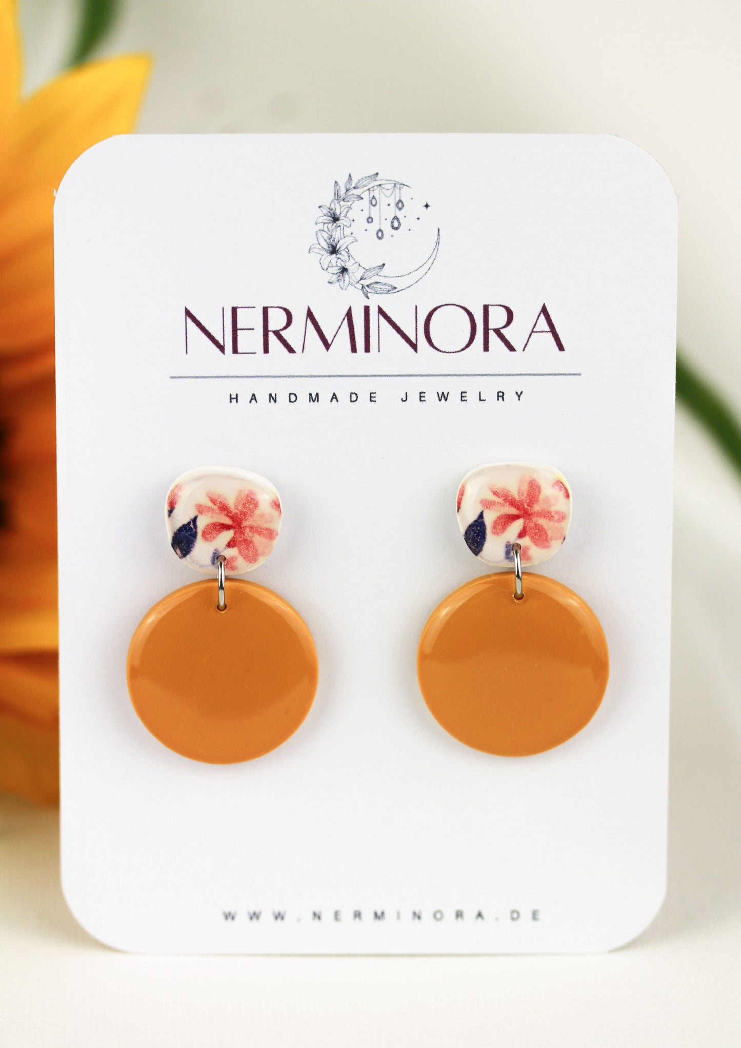 Blau und Gelbe Polymer Clay Ohrringe „Floa“ – Kollektion Dualis