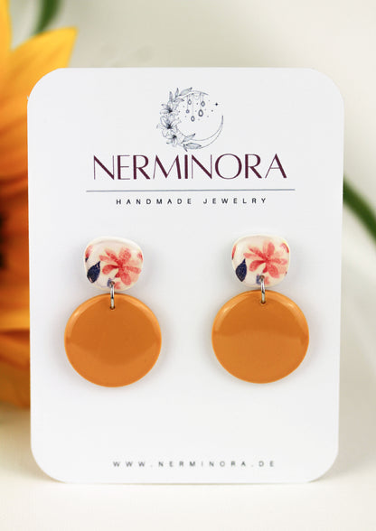 Blau und Gelbe Polymer Clay Ohrringe „Floa“ – Kollektion Dualis