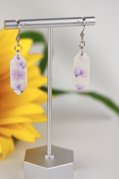 Florale Hängeohrringe – Kollektion Mauveline | Polymer Clay Statement Schmuck