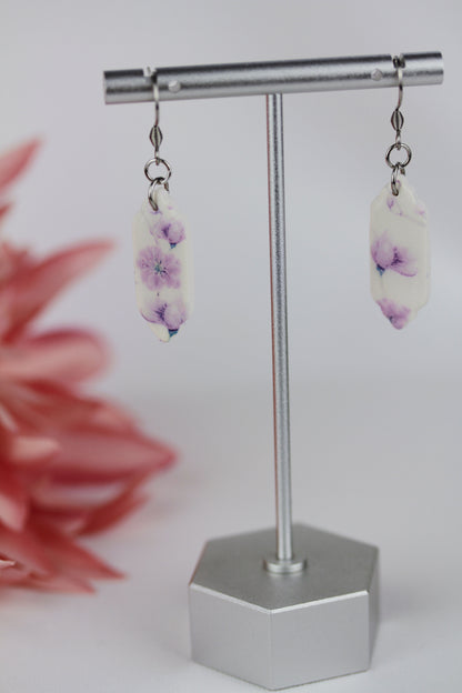 Florale Hängeohrringe – Kollektion Mauveline | Polymer Clay Statement Schmuck