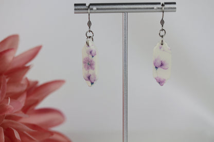 Florale Hängeohrringe – Kollektion Mauveline | Polymer Clay Statement Schmuck