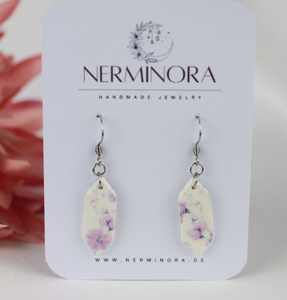 Florale Hängeohrringe – Kollektion Mauveline | Polymer Clay Statement Schmuck