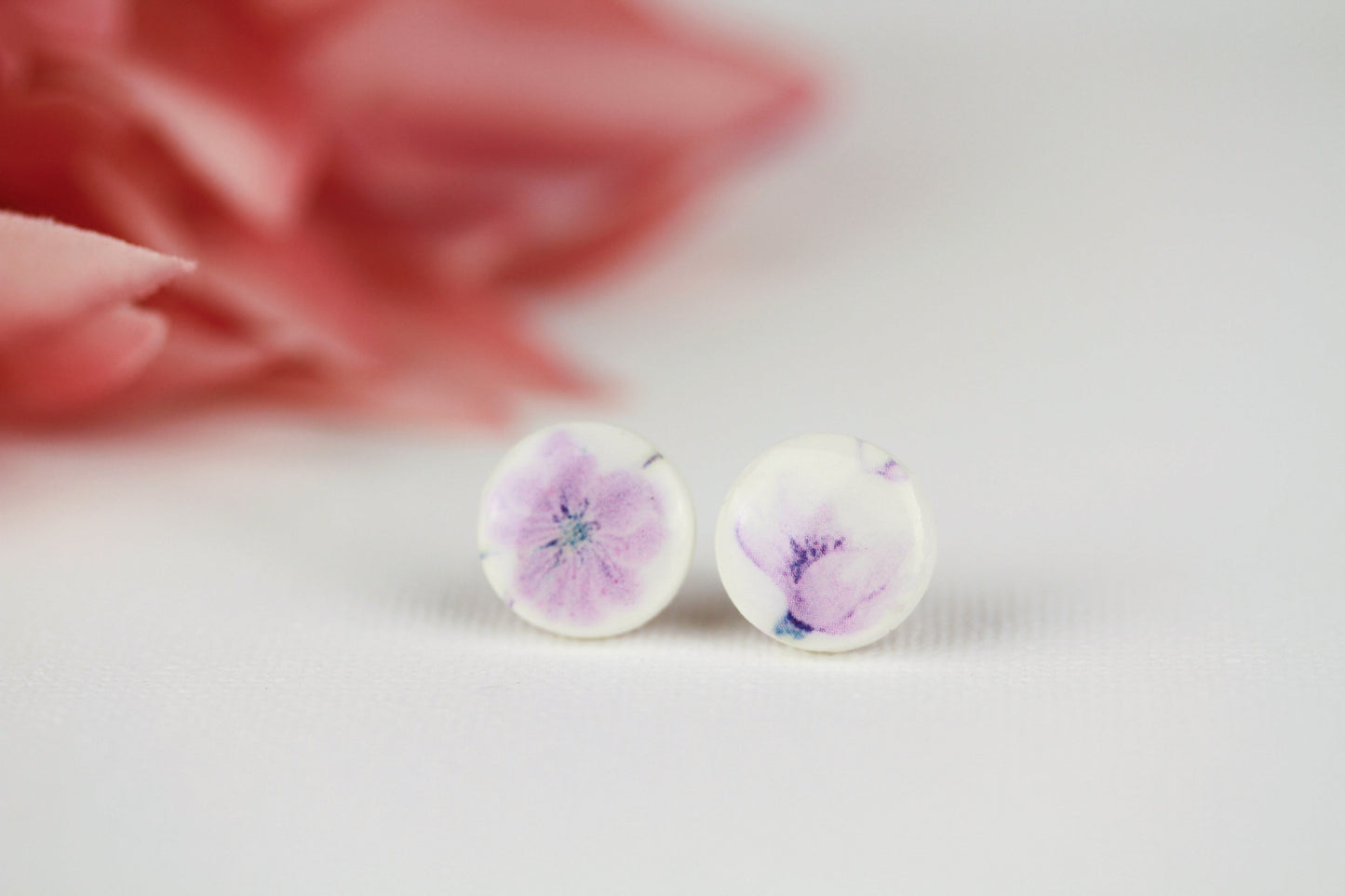 Florale Hängeohrringe – Kollektion Mauveline | Polymer Clay Statement Schmuck