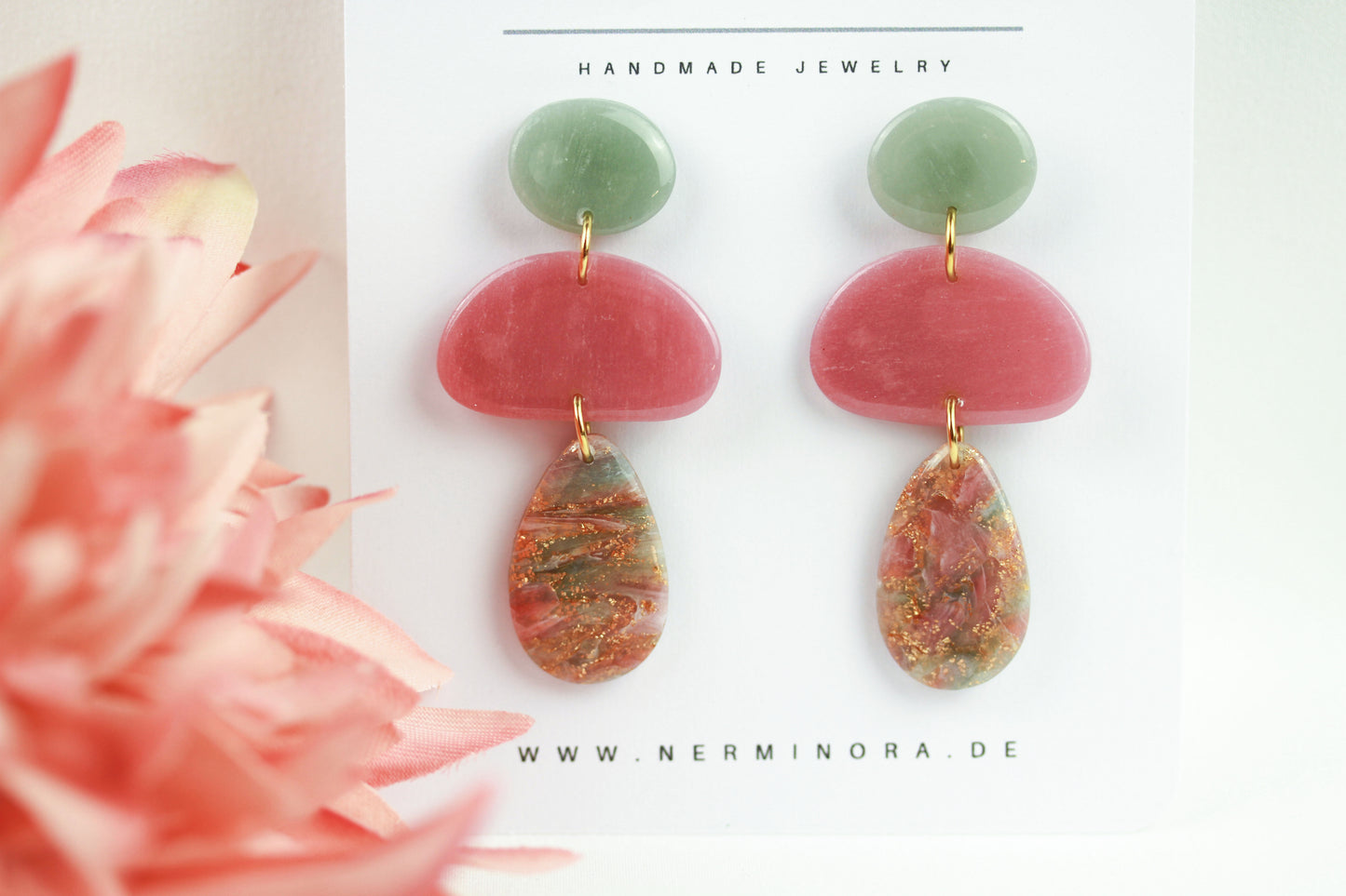 Polymer Clay Hängeohrringe – Kollektion Misty Tiers | Statement Ohrringe