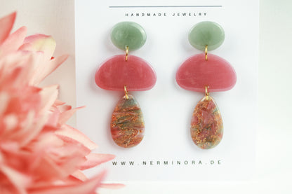 Polymer Clay Hängeohrringe – Kollektion Misty Tiers | Statement Ohrringe