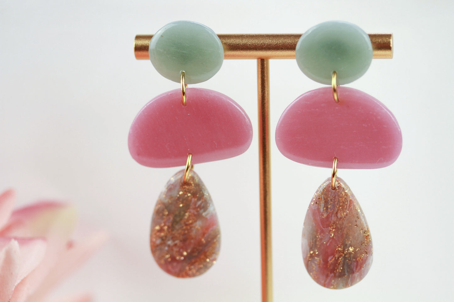 Polymer Clay Hängeohrringe – Kollektion Misty Tiers | Statement Ohrringe