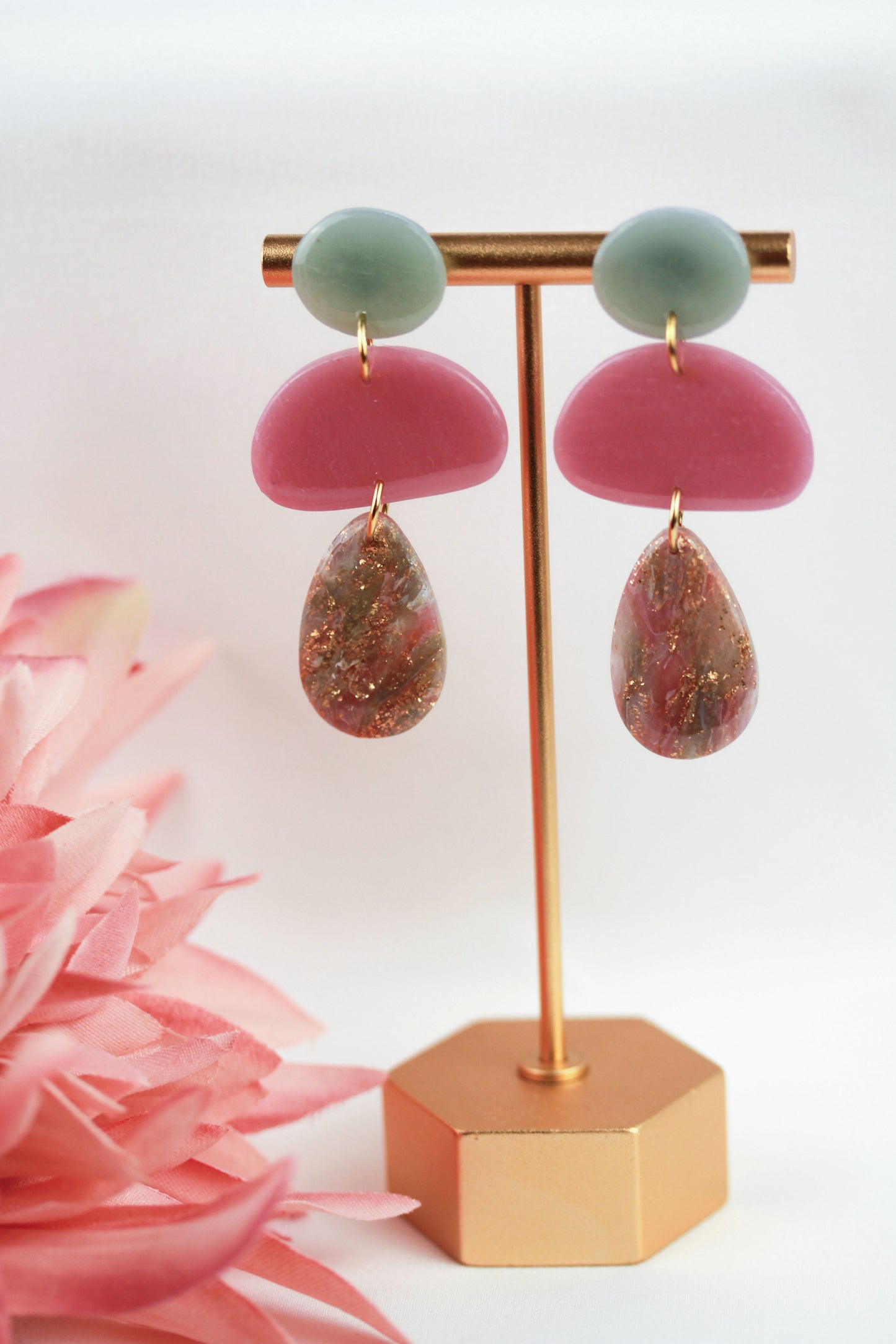 Polymer Clay Hängeohrringe – Kollektion Misty Tiers | Statement Ohrringe