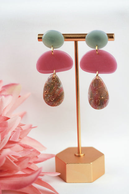 Polymer Clay Hängeohrringe – Kollektion Misty Tiers | Statement Ohrringe