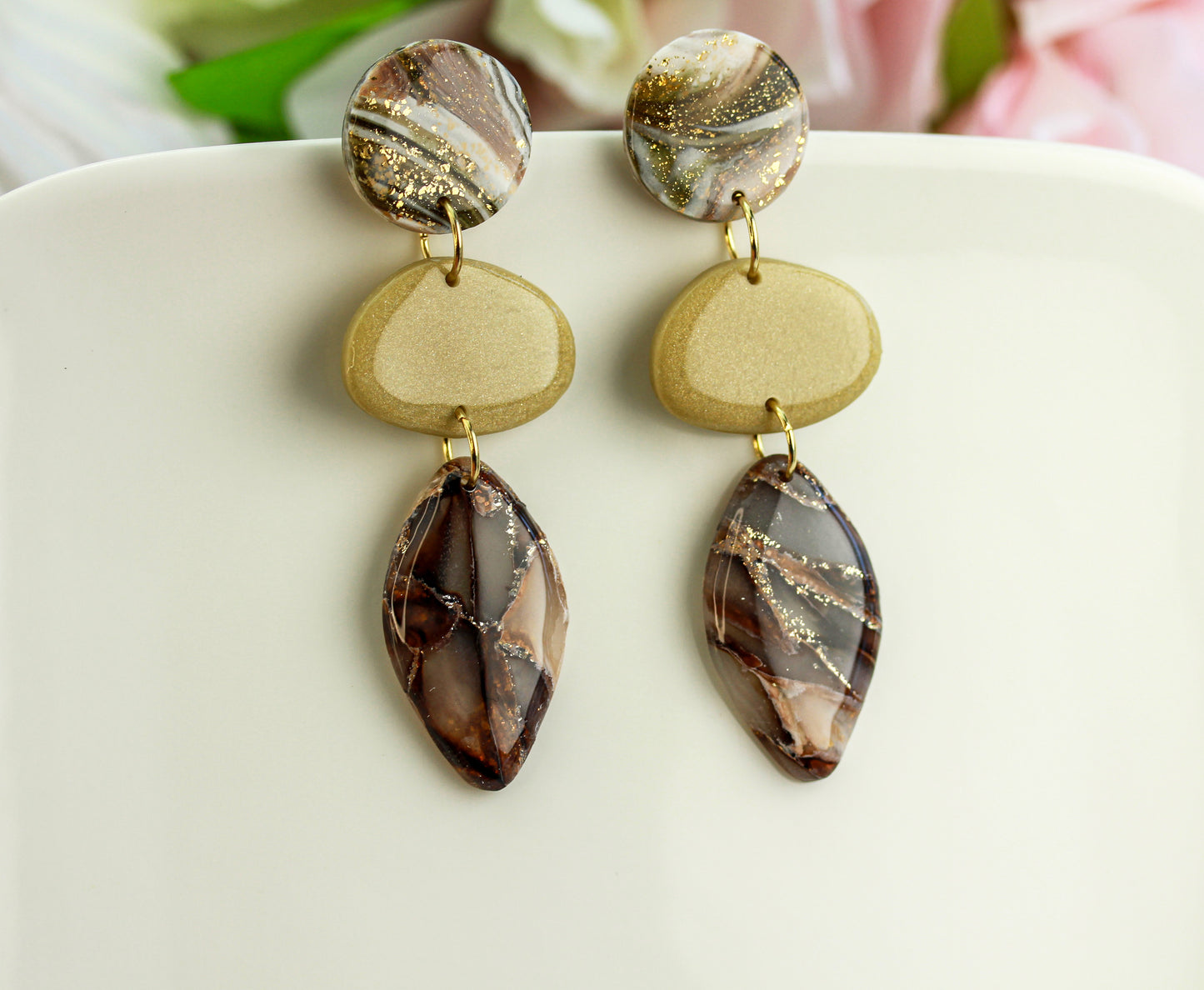 Ivory Mocha Leaf – Ohrringe
