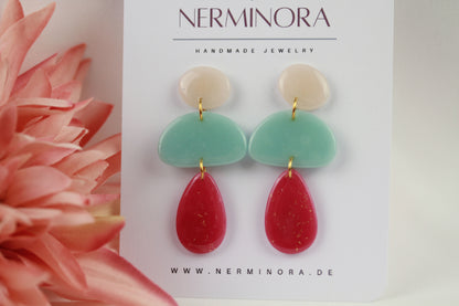 Polymer Clay Hängeohrringe – Kollektion Misty Tiers | Statement Ohrringe