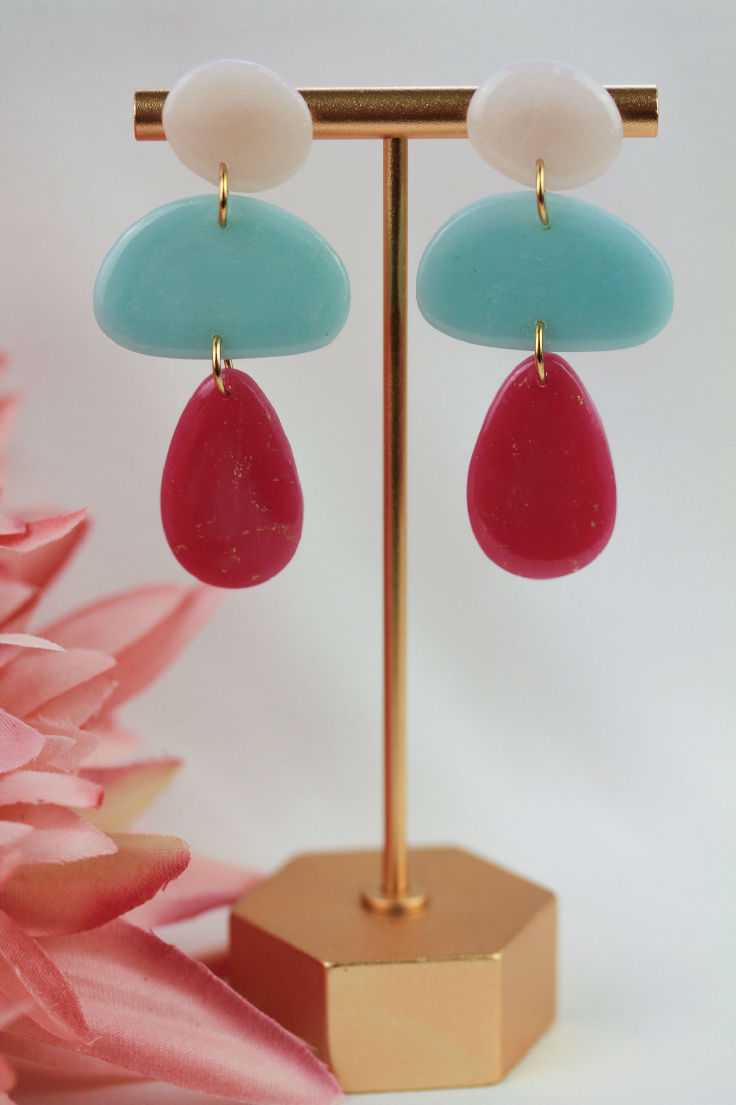 Polymer Clay Hängeohrringe – Kollektion Misty Tiers | Statement Ohrringe