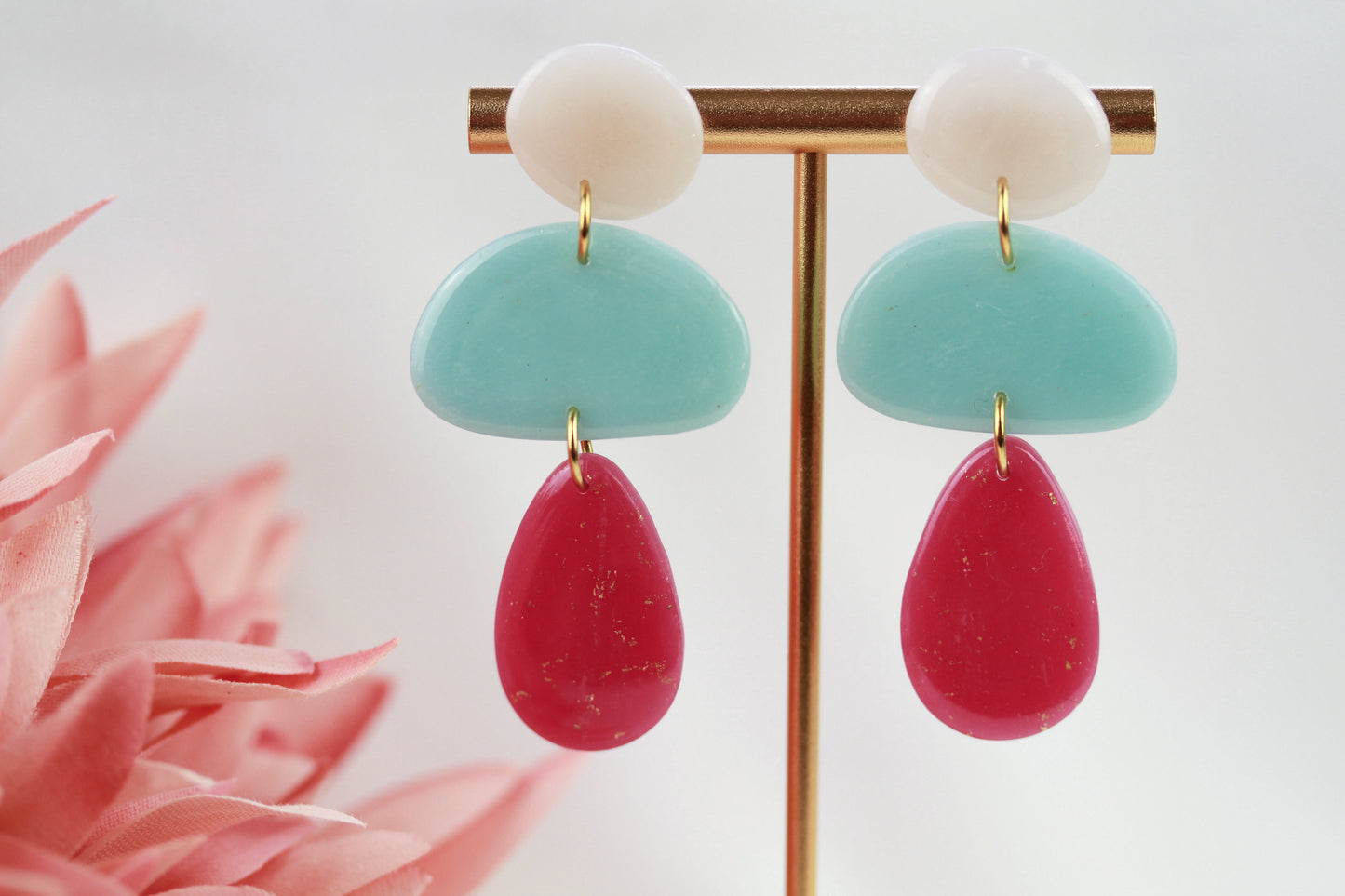 Polymer Clay Hängeohrringe – Kollektion Misty Tiers | Statement Ohrringe