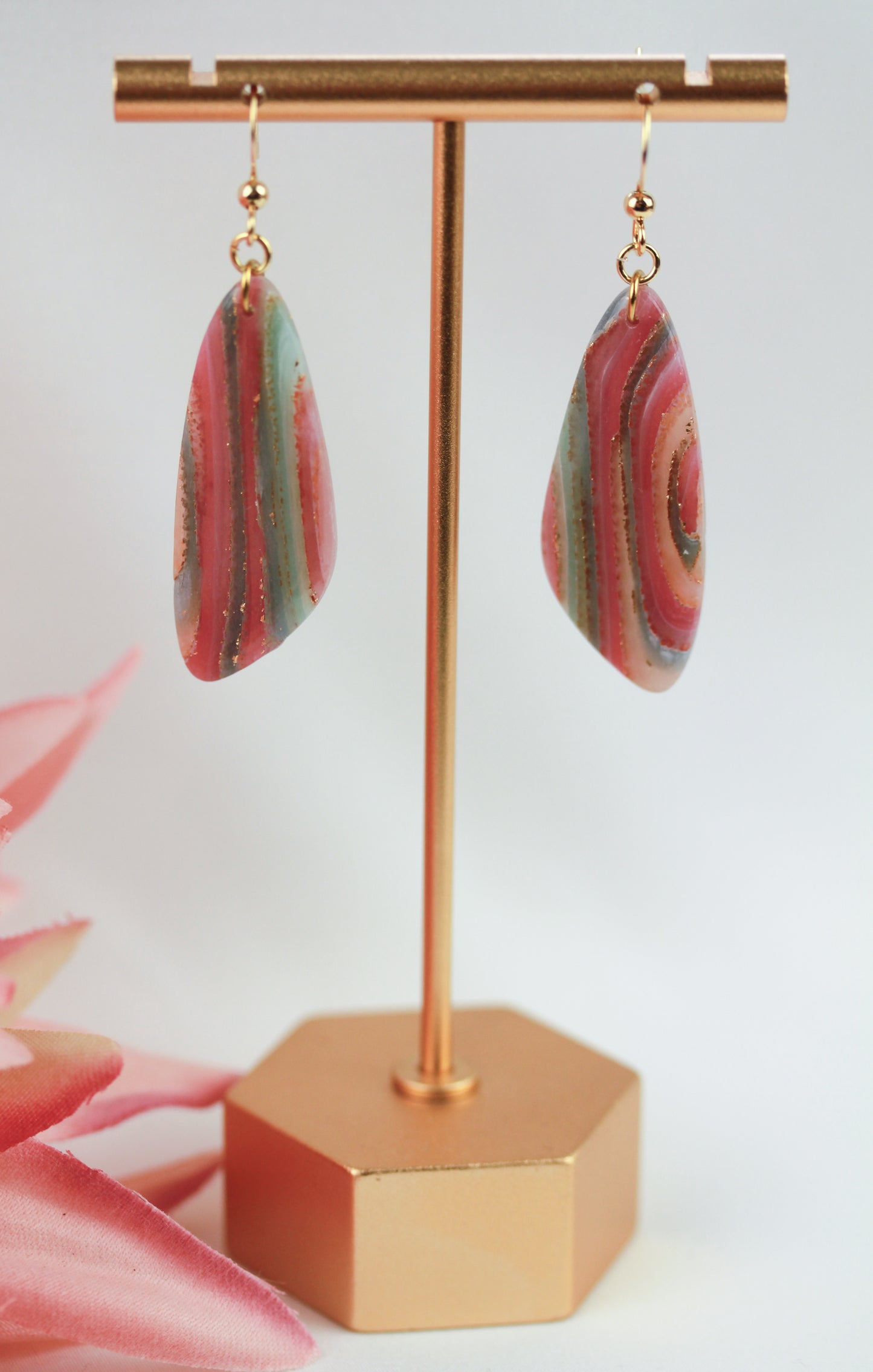 Elegante Polymer Clay Ohrringe – Kollektion Gilded Marble