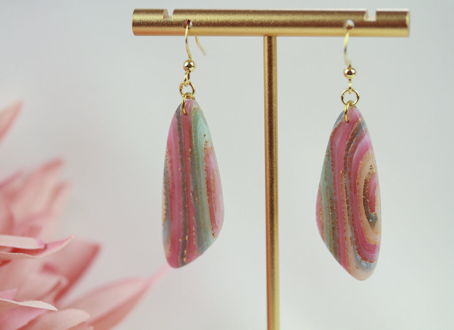 Elegante Polymer Clay Ohrringe – Kollektion Gilded Marble