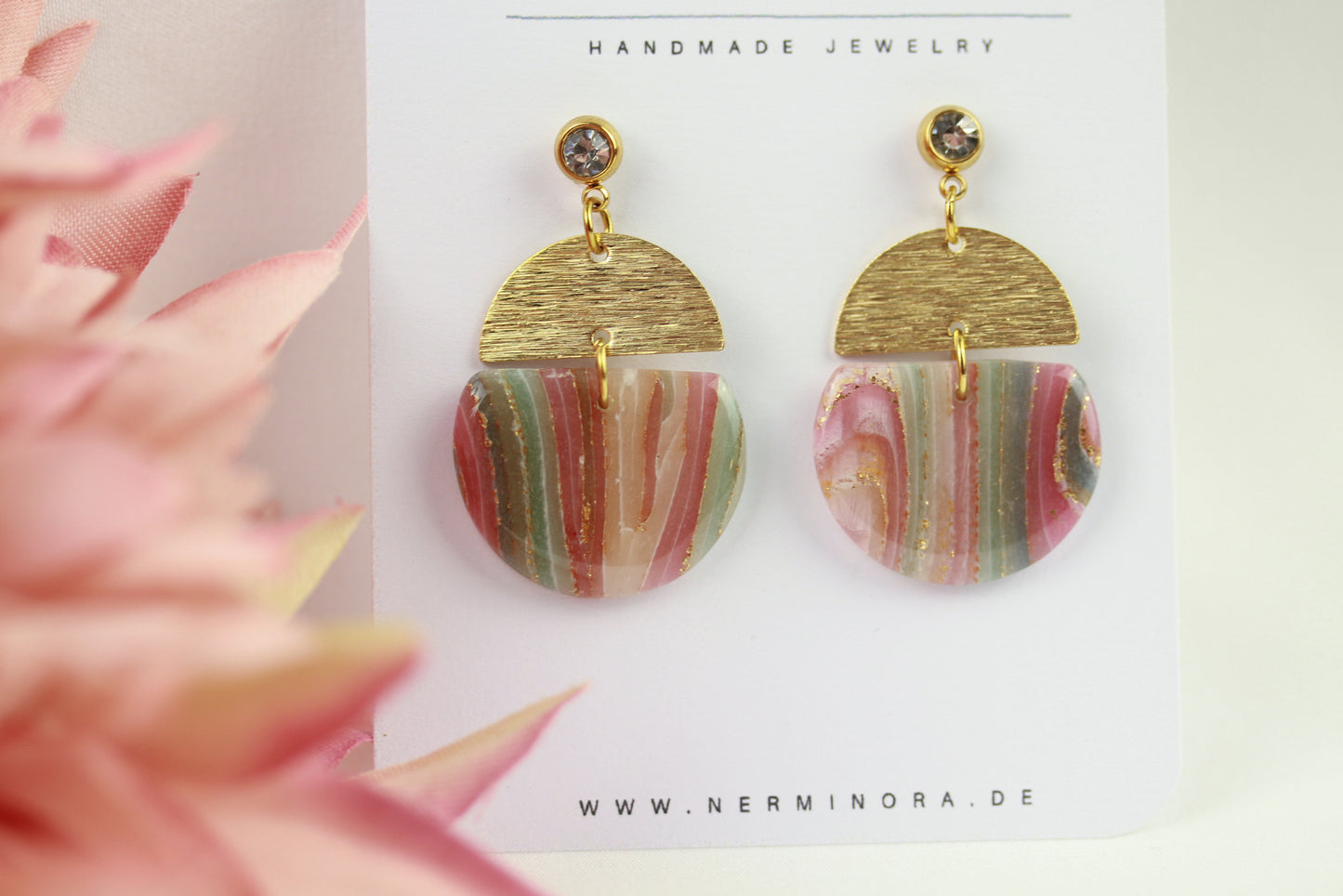 Elegante Polymer Clay Ohrringe – Kollektion Gilded Marble