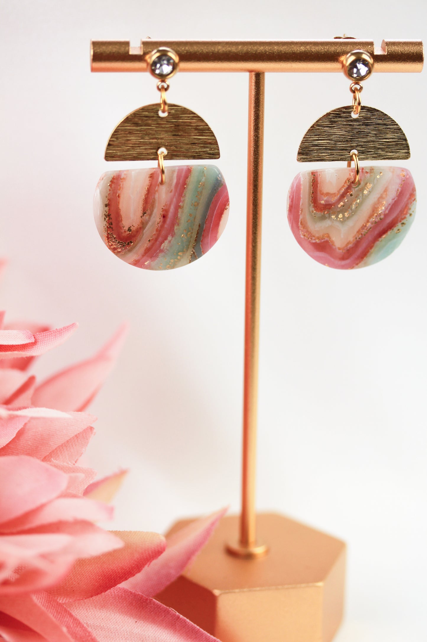 Elegante Polymer Clay Ohrringe – Kollektion Gilded Marble