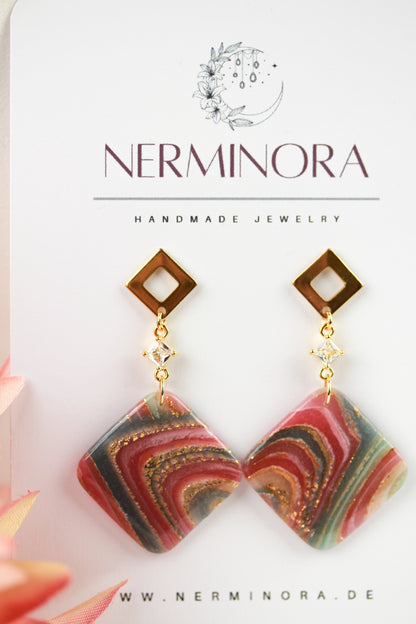 Elegante Polymer Clay Ohrringe – Kollektion Gilded Marble