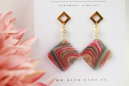 Elegante Polymer Clay Ohrringe – Kollektion Gilded Marble