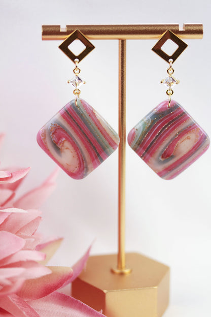 Elegante Polymer Clay Ohrringe – Kollektion Gilded Marble