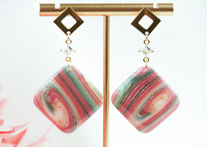 Elegante Polymer Clay Ohrringe – Kollektion Gilded Marble