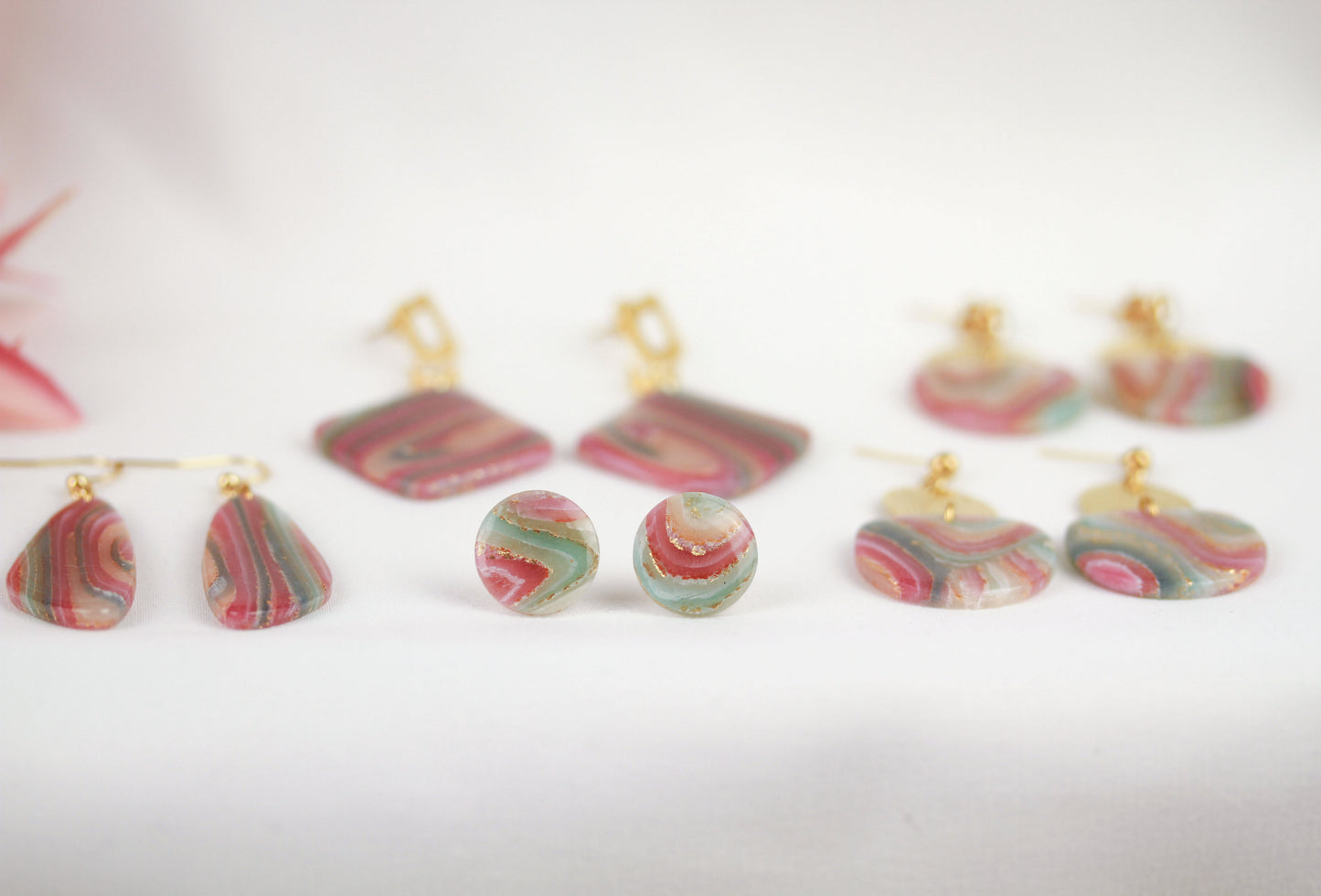 Elegante Polymer Clay Ohrringe – Kollektion Gilded Marble
