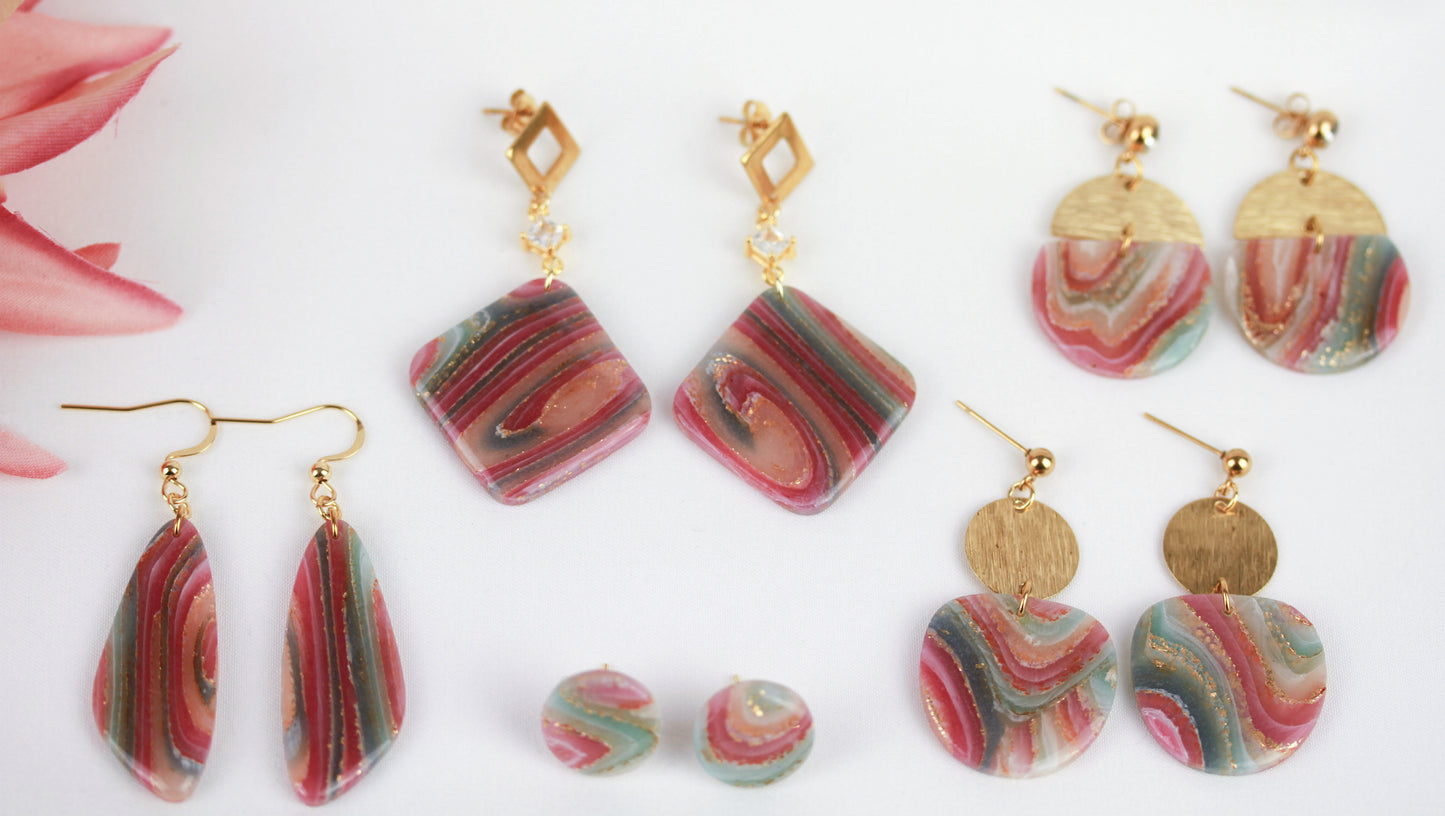 Elegante Polymer Clay Ohrringe – Kollektion Gilded Marble