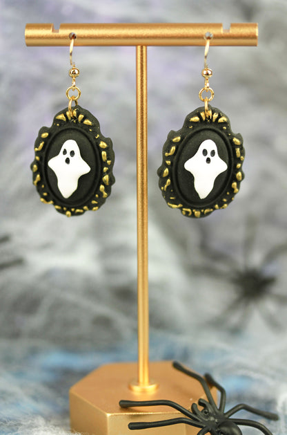 Glow Geist im Rahmen – Leuchtende Bilderrahmen Polymer Clay Ohrringe | Halloween Edition