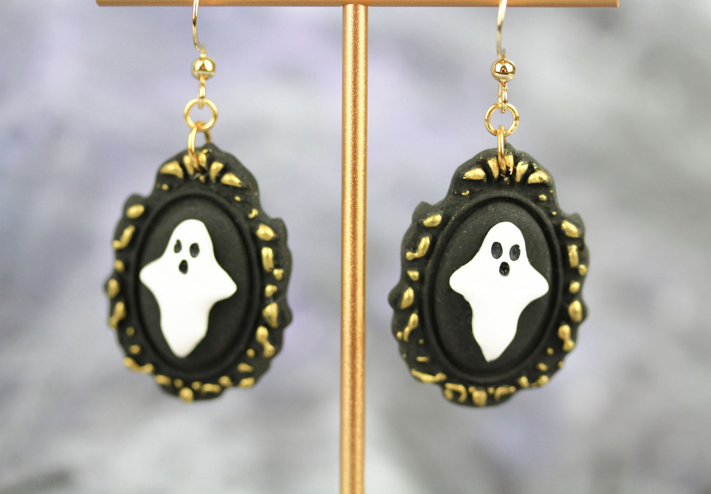 Glow Geist im Rahmen – Leuchtende Bilderrahmen Polymer Clay Ohrringe | Halloween Edition