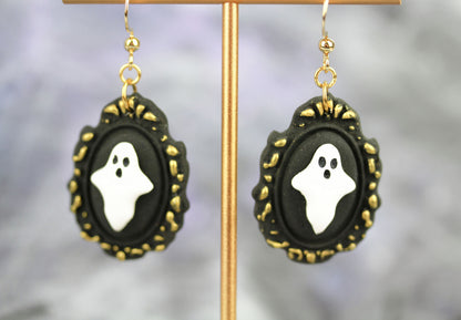 Glow Geist im Rahmen – Leuchtende Bilderrahmen Polymer Clay Ohrringe | Halloween Edition