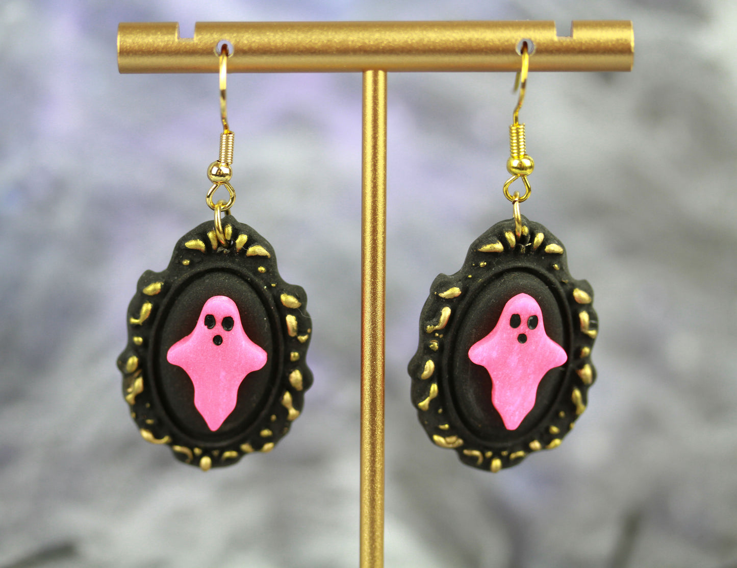 Glow Geist im Rahmen – Leuchtende Bilderrahmen Polymer Clay Ohrringe | Halloween Edition
