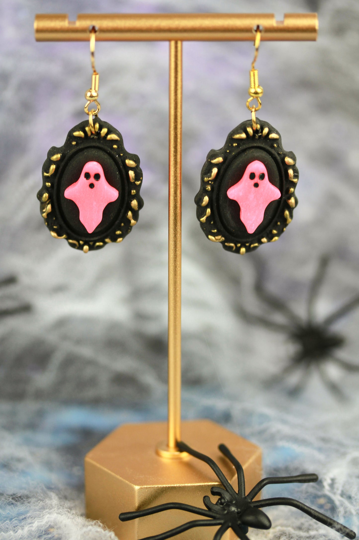 Glow Geist im Rahmen – Leuchtende Bilderrahmen Polymer Clay Ohrringe | Halloween Edition