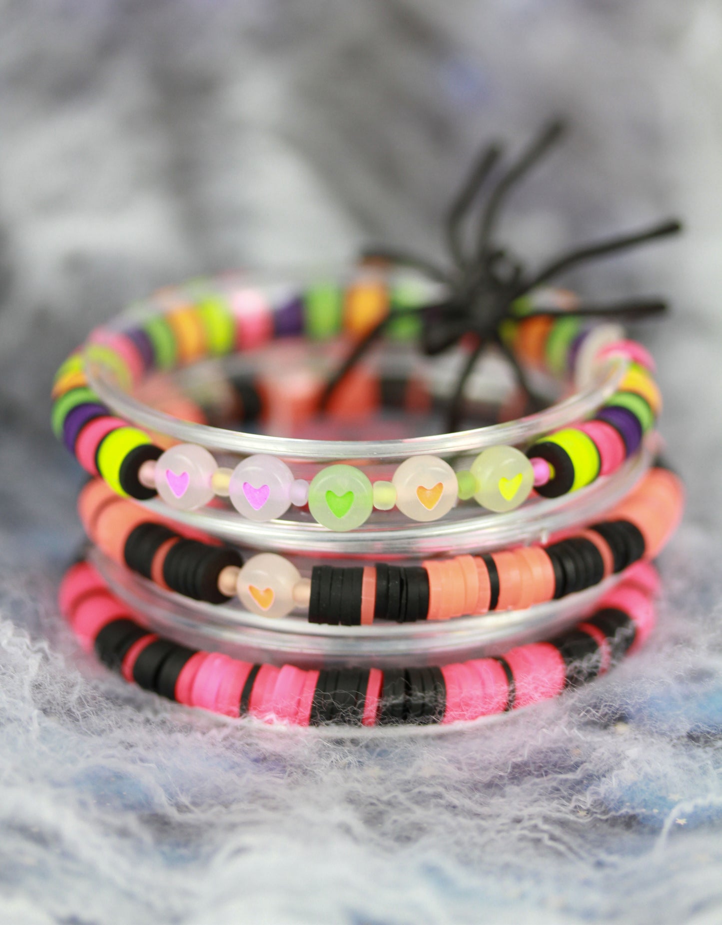 Neon Mix – 3er Katsuki Polymer Clay Armbandset | Halloween Edition