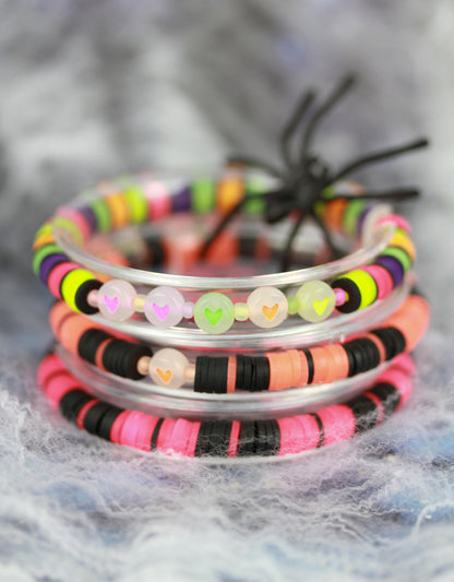 Neon Mix – 3er Katsuki Polymer Clay Armbandset | Halloween Edition