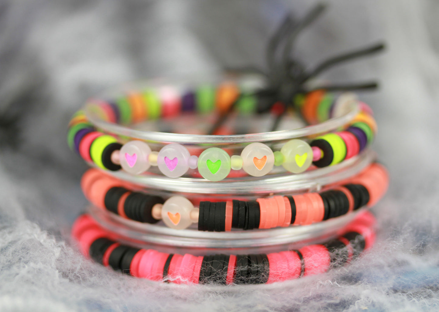 Neon Mix – 3er Katsuki Polymer Clay Armbandset | Halloween Edition